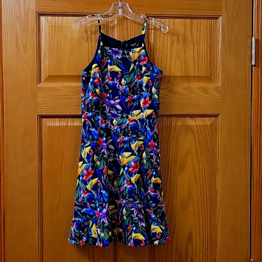 Size Small (Girls) Aqua Animal Print Dress
